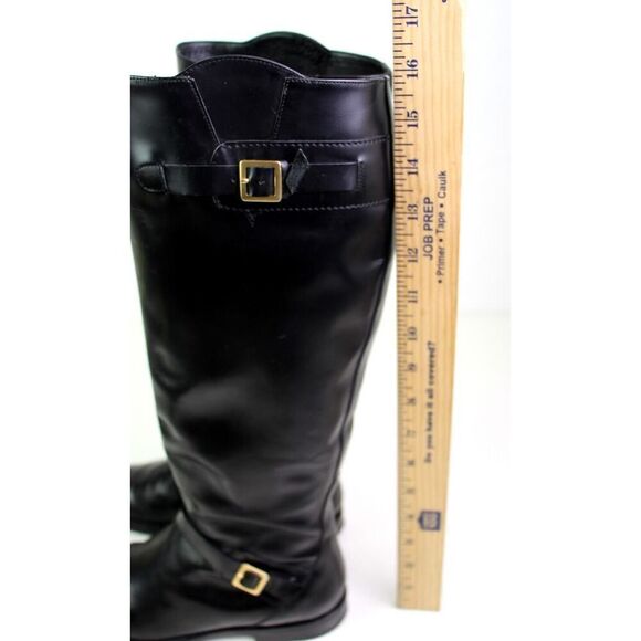 Cole Haan BLACK GENUINE LEATHER LOW HEEL ROUND TOE SIDE ZIP BELTED BOOTS Sz 7B - Picture 8 of 11